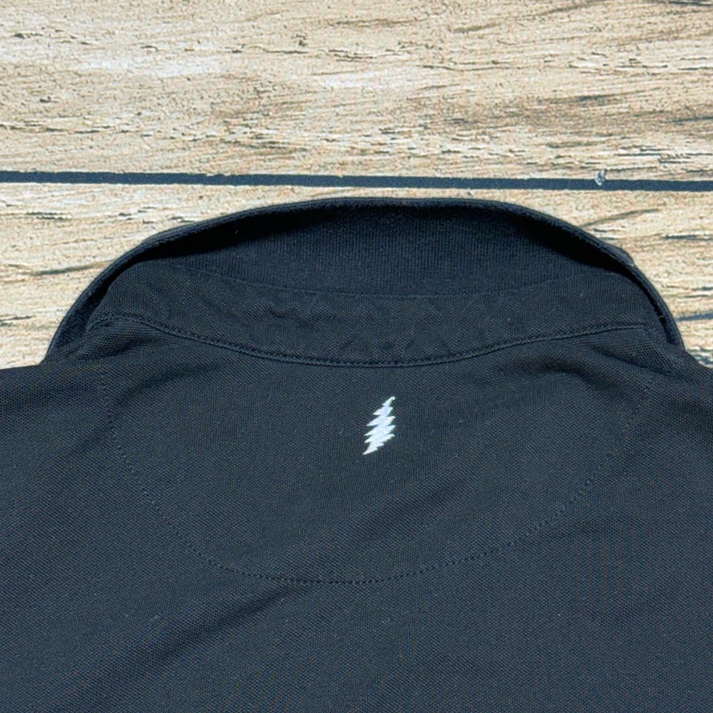 Section 119 Polo Shirt Men Large Black Grateful Dead Lightning Bolt Pique Knit - Picture 5 of 6